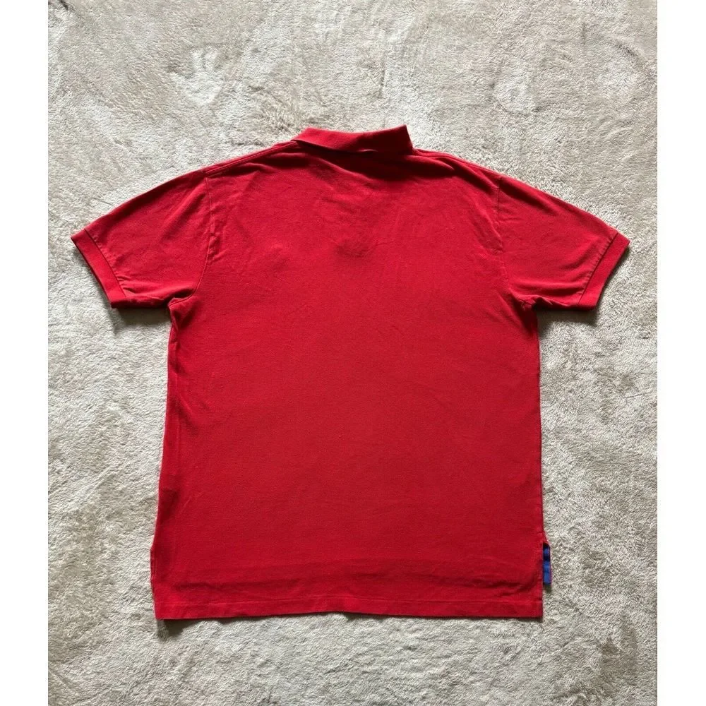 Polo Ralph Lauren Mens Short‎ Sleeve Shirt Red Gold Embroidered Size Large